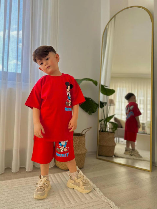 Kırmızı mickey erkek çocuk takım